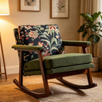 Rocking Chair Nursery with Sponge Cushion, Comfortable Accent Chair with Lumbar Support, Glider Armchair with Removable Seat & Back Pad for Living Room Bedroom Office Sunroom Indoor, Antique Green