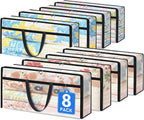 TasticTotes 8 Pack Long Clear Storage Bags for Comforter, Clothes & Bedding, Plastic Blanket Storage with Zipper and Handle, Moving Bags, Closet Organizer and Under-Bed Storage (90L, 39.4"*7.1"*19.7")