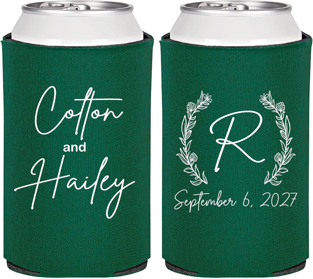 Custom Wedding Can Coolers - 75 Pack - Personalized Gifts - Monogram Wedding Favors | 803