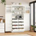 LUMISOL Kitchen Pantry Cabinet, 70.9" Tall Cupboard Storage Cabinet with Adjustable Shelves and Door Shelves, Freestanding Kitchen Hutch with 8 Pull-Out Trays for Dining Room Living Room, White