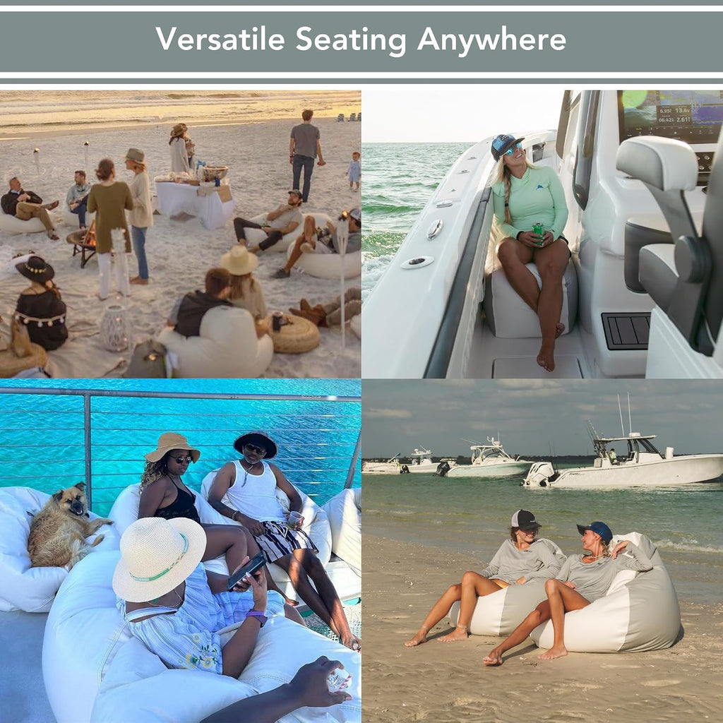 E-SeaRider Armchair Marine Beanbag, Medium, Multi (White/Grey)