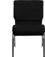 Flash Furniture HERCULES Series 21''W Stacking Church Chair in Black Fabric - Silver Vein Frame