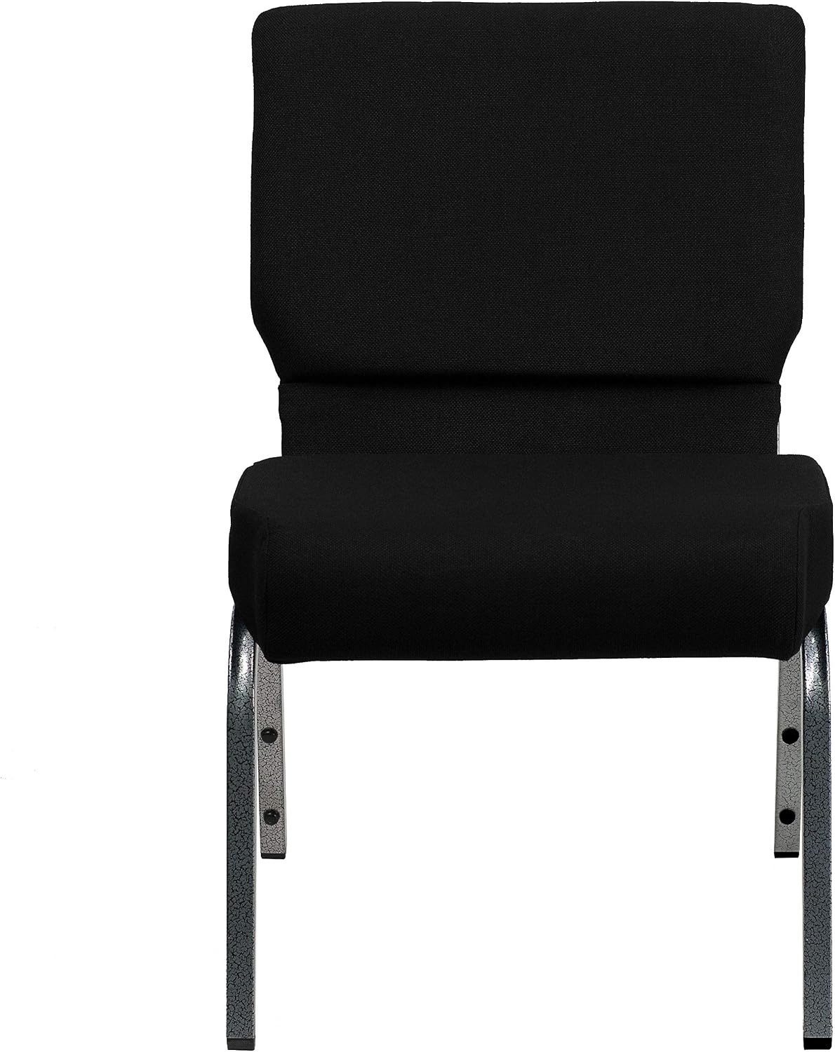 Flash Furniture HERCULES Series 21''W Stacking Church Chair in Black Fabric - Silver Vein Frame