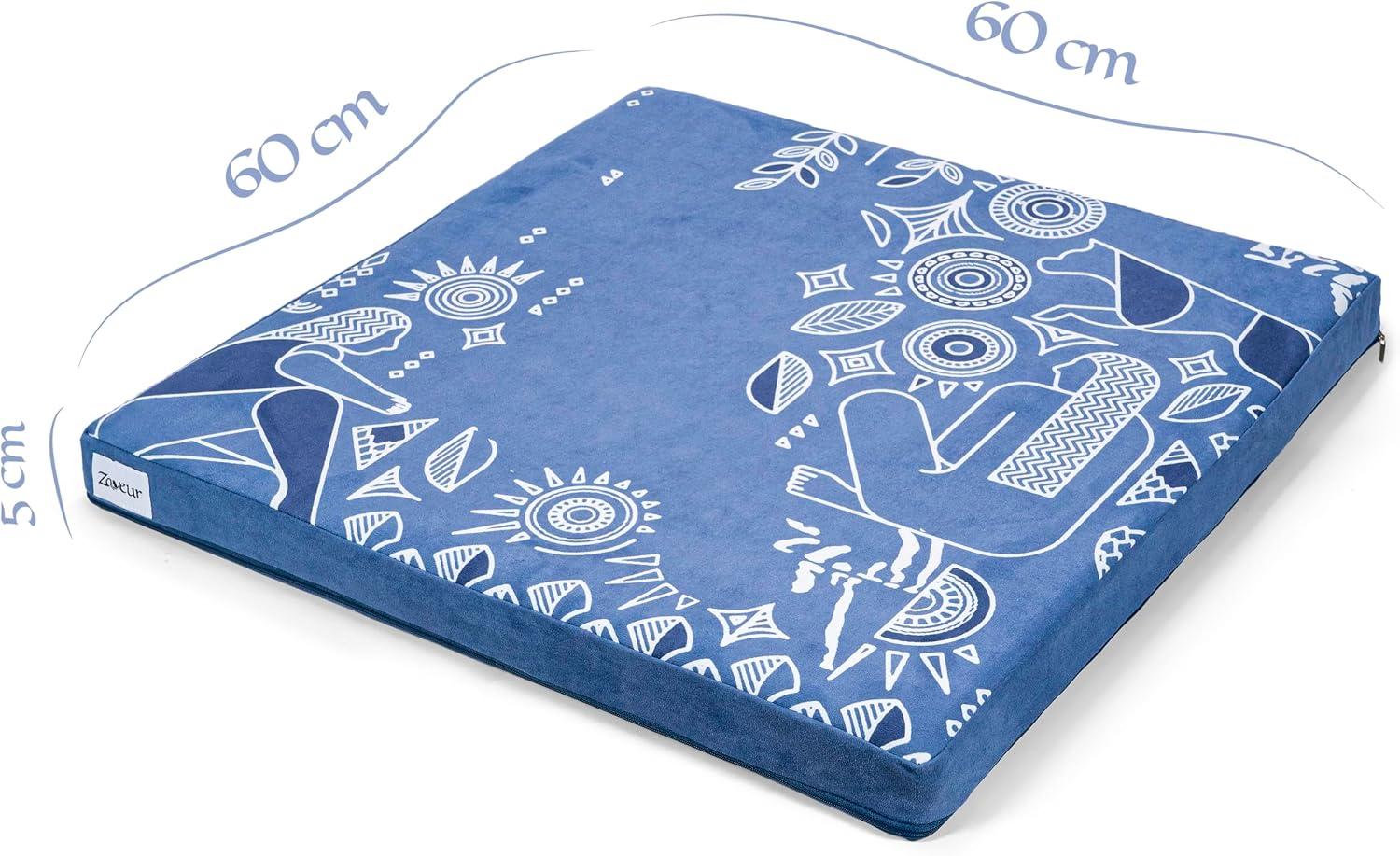 Zaveur Royal Court Meditation Mat With Velvet Cover - 24" x 24" Square Zabuton Thick Yoga Mat - Non Slip Exercise Mat for Home Workout - Thick Foam Exercise Floor Mat for Zafu or Bench
