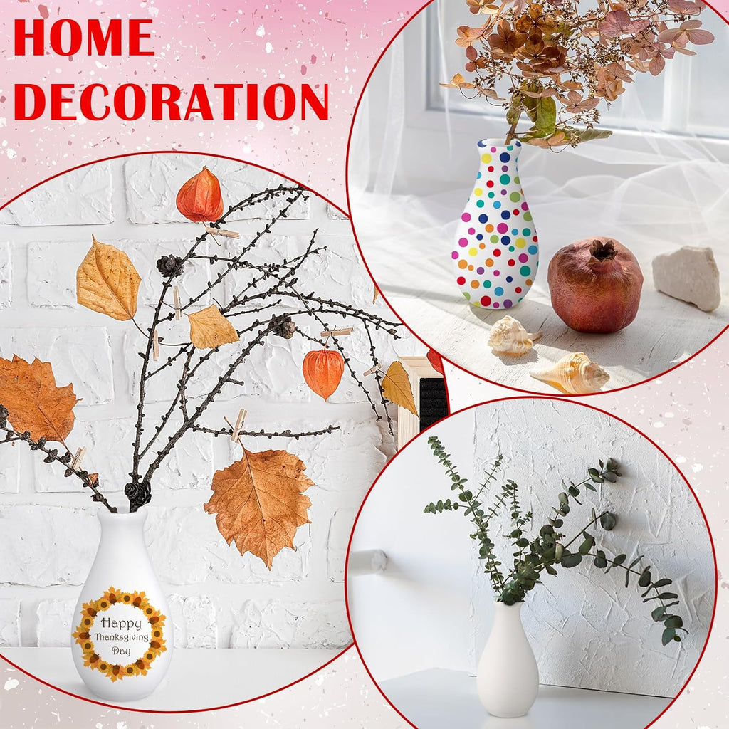 6 Set Ceramics to Paint Vase DIY Your Own Ceramic Vase Painting Decorating Kit for Christmas Holiday DIY Craft to Paint Unpainted Plaster Paintable Kit Art Craft Supply(Delicate)