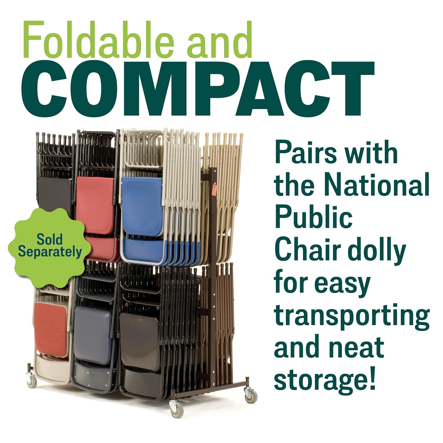 National Public Seating 800 Series Steel Frame Premium Light Weight Plastic Seat and Back Stacking Folding Chair with Double Brace, 480 lbs Capacity, Blue