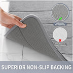 Yimobra Memory Foam Bath Mat, Super Soft Absorbent Bathroom Rug Non Slip, Quick Dry, Machine Washable Floor Carpet for Tub Shower, Home Decor Accessories, 24x17, Grey