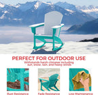 Costaelm Outdoor Adirondack Chair, All Weather Resistant Lawn Chairs Balcony Chair and Fire Pit Chairs, Deck Chairs Outdoor Porch Rocking Chair High Back HDPE Poly Lumber, Turquoise