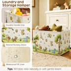 Rectangle Classic Winnie Bear Baby Basket for Nursery, Neutral Vintage Winnie Baby Stuff Gift Bags Waterproof Storage Basket Canvas Clothes Diaper Bag