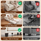 49" Loveseat Sofa Bed, 2 in 1 Convertible Sofa Bed Small Pull Out Couch Bed Chenille 2 Seat Sofa 85" Sleeper Futon Mattress for Small Spaces Living Room Bedroom Apartment Office 8836-BEIGE
