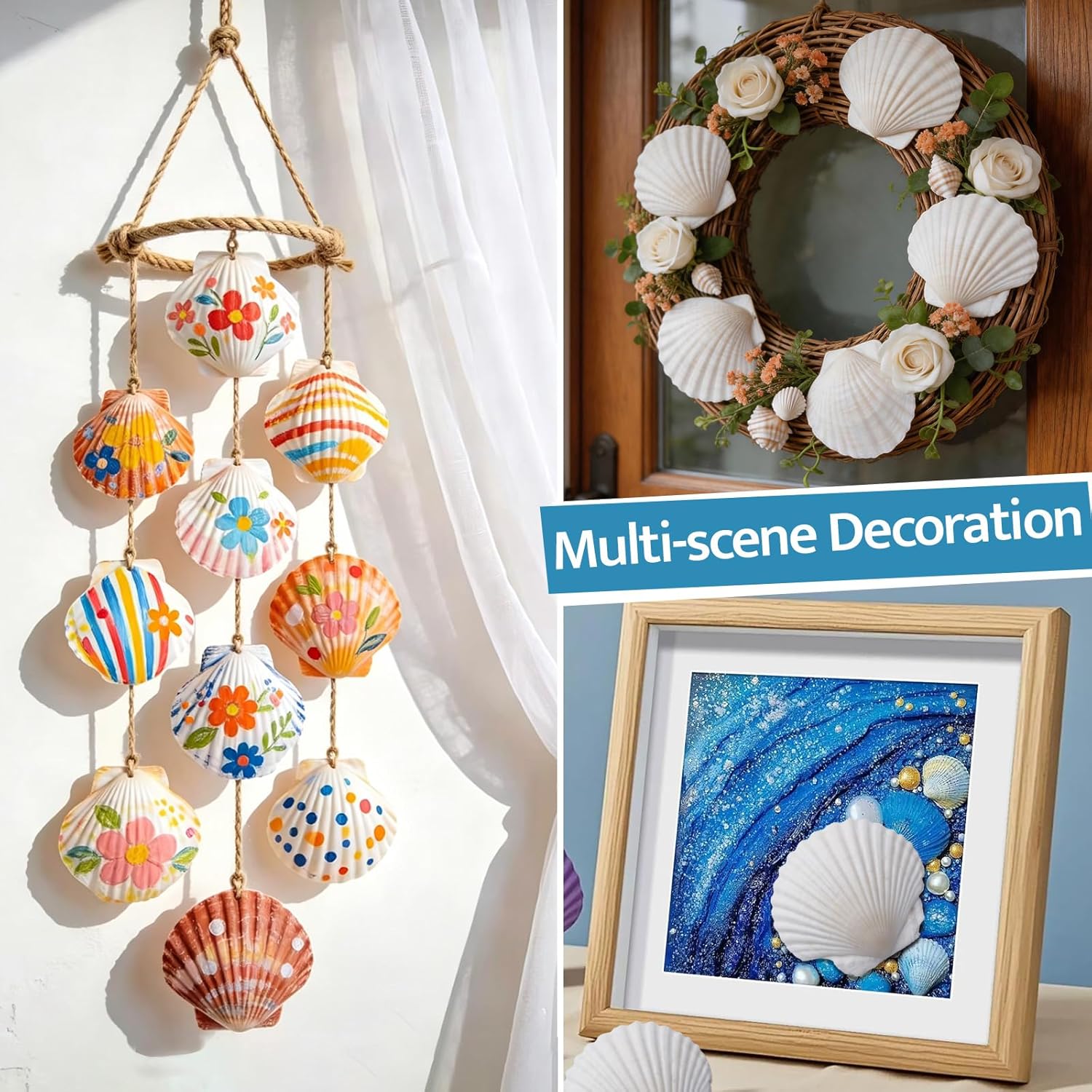 SINKOO 25 PCS Small Scallop Shells 2"-3" White Natural Seashell for DIY Craft Mermaid Beach Wedding Home Decoration