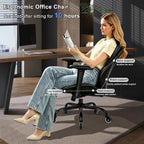 BEWISHOME Office Chair with Rubber Wheels, Big and Tall Office Chair, Ergonomic Office Chairs, Executive Desk Chair, Black PU Leather Computer Comfy Chairs with Lumbar Support, Adjustable Armrests