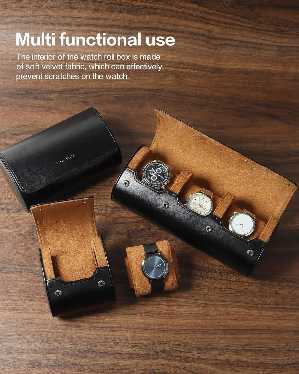 Premium Watch Travel Case, Odor-Free PU Leather Watch Roll for 1/2/3 Watches Protective Storage with Gift Box, Ideal for Men's Gifts & Business Travel, Coffee