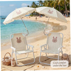 Kids Beach Chair with Umbrella, Foldable Toddler Lawn Chair with Sun Shade for Beach/Pool/Camping/Fishing, Bunny..