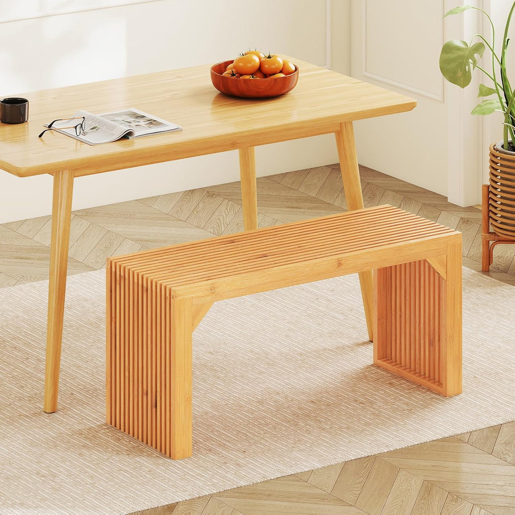 Giantex 36" Bamboo Dining Bench, 660Lbs Capacity, 2-Person Kitchen Table Bench for Living Room, Bedroom, Bathroom, Entryway Hallway, Front Door, End of Bed, Indoor Outdoor Use, 2 Pack