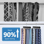 2 Pack Tie Rack Space Saving Hanger, Wooden Tie Hanger for Men with 40 Hooks for Closet Organizers and Storage, Large Capacity Necktie Organizer for Ties, Belts, Tank Top Closet Organization