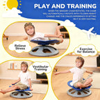 BABAMU Swivel Sensory Spinning Chair,Sensory Activity Toy for Kids,Carousel Spin Sensory Chair Metal Base Non-Slip Rocking Chair Wobble Stool (Deep Blue)
