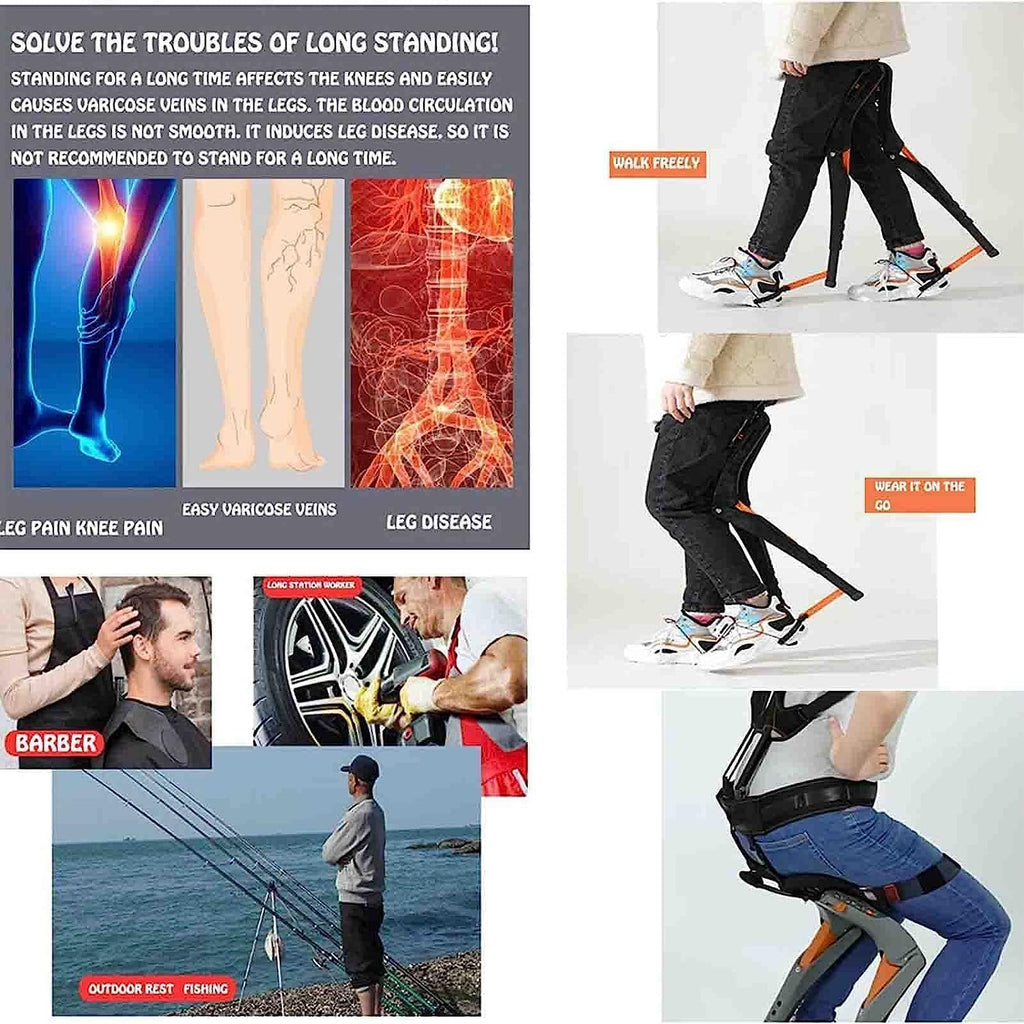 Adjustable Chairless Wearable Invisible Chair,Invisible Chair Wearable Exoskeleton Human Wearable Seat,Anywhere Camping Folding Stool 5 Gear Adjustable Heights