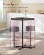 VASAGLE Round Cocktail Table, High Top Bar Pub Table with Metal Frame and Cross Base, for 2-3 People, Modern, Easy to Assemble, 22.8 x 41.1 Inches, Ebony Black ULBT361BE01S