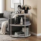 3-Tier Half-Round Console Table with Storage Shelf, Toolless Assembly Narrow Side Table, Sofa Table, Entryway Table, for Home Office, Living Room, Entryway, White Oak