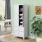 Kitchen Pantry Storage Cabinet, 72" H Storage Cabinet with 2 Drawers and Adjustable Shelves, Spacious Cupboard with Round Handles, Metal Kitchen Cabinet for Dining Room, Living Room, White