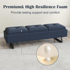 Kinsuite 3-Seat Waiting Room Bench - Office Waiting Room Chairs Bench with Storage, Waiting Room Furniture, Modern Entryway Bench with Thickened Cushion for Office Barber Store Nail Salon, Navy Blue