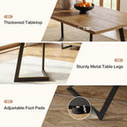 Tribesigns 62.2" Farmhouse Dining Table for 4-6, Industrial Rectangular Kitchen Dinner Table with Heavy-Duty Metal Legs for Home, Dining Room, Kitchen, Easy Assembly (Rustic Brown＋Black)