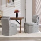 Kmax Slipcovered Dining Chairs Set of 2, Modern Upholstered Armless Kitchen Chair, Accent Single Sofa Chair for Diningroom Livingroom, Blue Stripe
