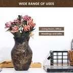 Mosaic Glass Flower Vase for Home Decor, Handmade Glass Vases for Living Room, Kitchen, Wedding, Office (Brown, 5 * 8 Inch)