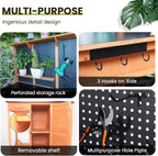 Agitree Outdoor Garden Potting Bench, Horticultural Wooden Workstation Table with Storage Drawer, Cabinet, Metal Pegboard, Adjustable Hooks and Shelves for Backyard, Patio, Greenhouse