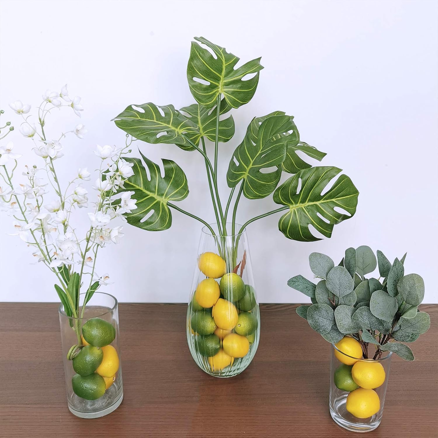 Winlyn 28 Pcs Fake Lemon Artificial Fruits Vivid Green and Yellow Lemon Mixed Set Lifelike Simulation Fruit for Home House Kitchen Party Decoration