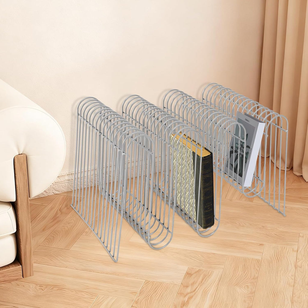 Metal Side Table,Creative Shape Bedside End Table with Magazine Rack,Wire Cube Storage Rack,Multi-Purpose Desktop Shelf for Compact Spaces,Living Bedroom Office Apartment (Silver, 16.92x11.8x11.8″)