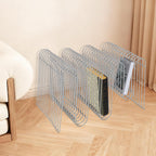 Metal Side Table,Creative Shape Bedside End Table with Magazine Rack,Wire Cube Storage Rack,Multi-Purpose Desktop Shelf for Compact Spaces,Living Bedroom Office Apartment (Silver, 16.92x11.8x11.8″)
