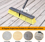 KeFanta 18 Inches Push Broom Outdoor- Heavy Duty Broom with 63" Long Handle for Deck Driveway Garage Yard Patio Warehouse Concrete Floor Cleaning