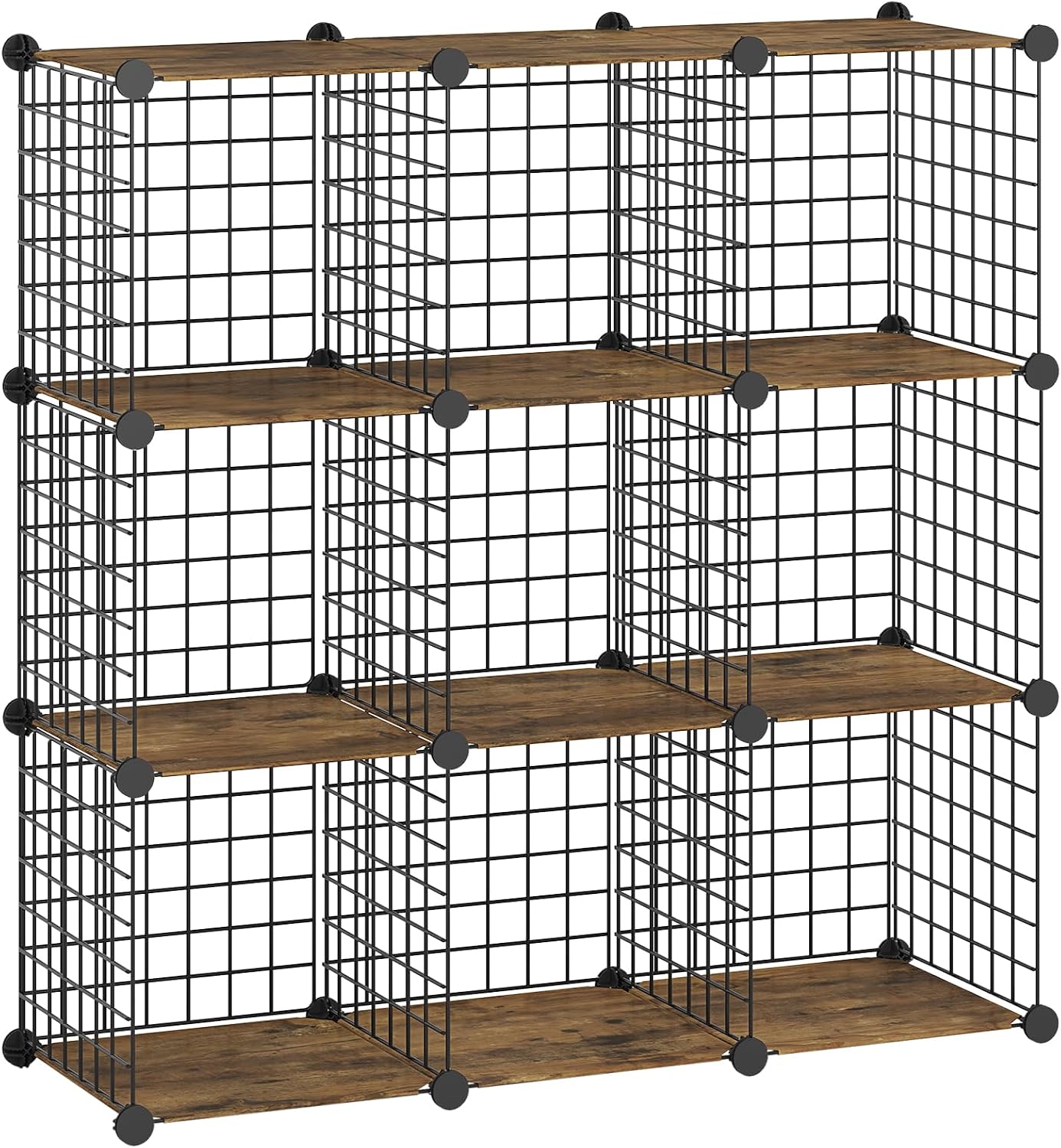 HOOBRO Wedge End Table and Wire Cube Storage Organizer, Recliner Wedge Side Table, 9-Cube Shelves, Modular Shelves with Metal Grid, DIY Closet Cabinet BF64UBZ01G1-BF09CW01