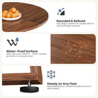 DUMOS Extendable Round Dining Table for 4-8, Modern Kitchen Oval Dinner Table with Storage Shelf, Wood Pedestal Table, Space Saving Modern Style, Brown