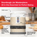 2 Pack Premium Pro Sourdough Starter Jar Kit - 40oz Large Wide Mouth Sourdough Bread Jar with Marked Feeding Band, Thermometer, Scraper, Cloth Cover & Silicone Lid/Base, Glass Container, Baking Supply