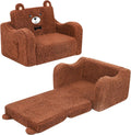 MOMCAYWEX Kids Sofa, 2-in-1 Flip-Out Foam Couch, Soft Play Lounge Chair for Toddlers and Children, Brown