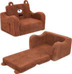 MOMCAYWEX Kids Sofa, 2-in-1 Flip-Out Foam Couch, Soft Play Lounge Chair for Toddlers and Children, Brown