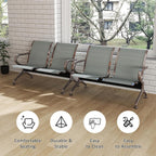 Kinfant Silver Waiting Room Chair Set - 2-Seat Waiting Room Bench Office Guest Reception Chair with Armrest for Airport Hospital Bank Salon Lobby(Sliver Mesh, Set of 2)