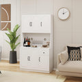 71" Tall Kitchen Pantry Storage Cabinet, Modern Kitchen Hutch Cabinet with Doors and Shelves, Freestanding Food Snacks Wine Buffet Counter for Dining Room, Living Room, White