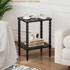 Small Narrow Side Table, Vintage End Table - Skinny Bedside Nightstand for Small Spaces, Couch/Recliner Accent Table for Bedroom Living Room Nursery, No-Tool Assembly (Black)