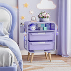 SYKIARIOL Kids Nightstand, Girls Bedside Table, Night Side Table | Kids Night Stand, End Tables Bedroom, Purple Cute Nightstand with Storage Drawer for Girls