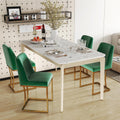 LSSBOUGHT Velvet Upholstered Dining Chairs Set of 4, Mid Century Modern Padded Chair with Gold Metal Frame for Restaurant,Dining Room,Kitchen (Green, 4PCS)