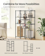 SONGMICS Storage Shelf, Small Metal Wire Shelving Unit, Adjustable Shelves, for Small Spaces, Garage, Bedroom, Living Room, Kitchen, Pantry, 5 Tier, 11.8 x 11.8 x 47.6 Inches, Ink Black ULGR123BH01