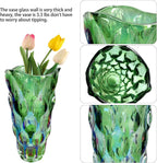 9.5" High Thickened Green Glass Flower Vase for Home Decor, Dining Wedding Table Office Holiday Party Centerpiece Decoration