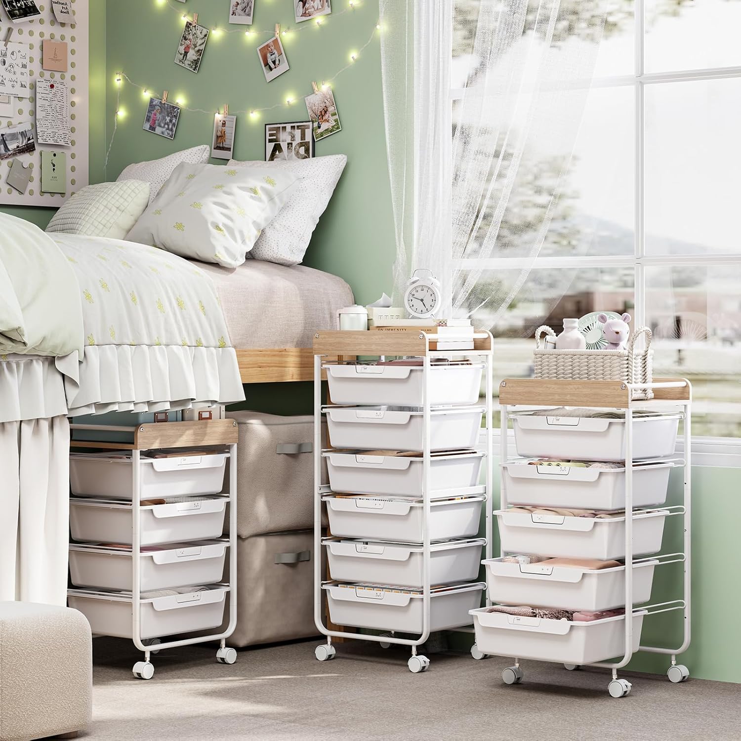 APEXCHASER Utility Cart with 4 Drawers,Rolling Storage Cart for Crafters Artists Kids Teacher Student Storage Arts Crafts & Sewing Study Supplies in Craft Room Dorm Classroom Kids Room-White