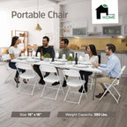 EconoHome 10 Pack White Plastic Folding Chairs, Heavy-Duty Steel Frame, Portable Stackable Foldable Chairs with Non-Slip Feet – Commercial Indoor/Outdoor Seating for Events, Weddings, Office, Parties