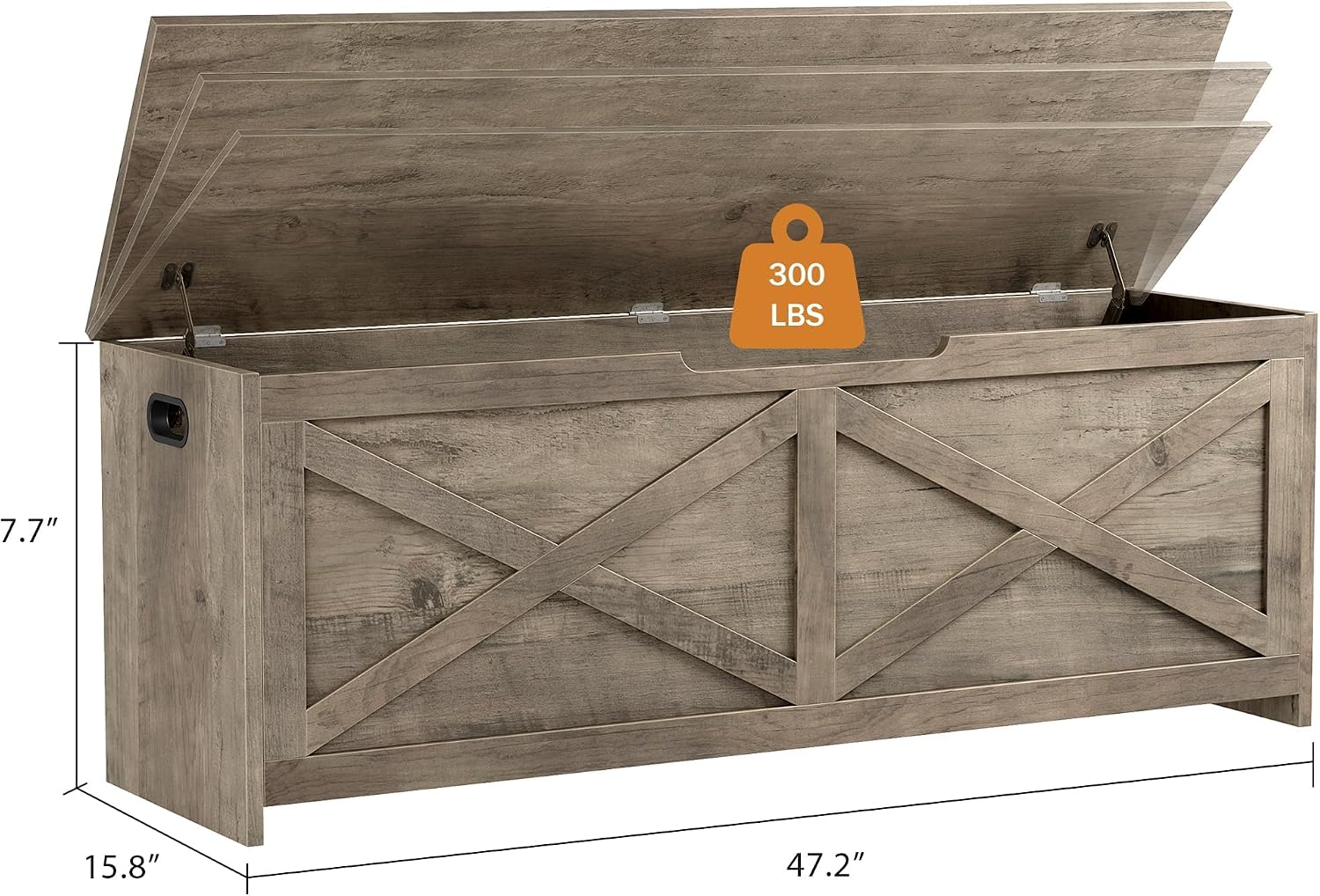 IDEALHOUSE 47.3" Storage Chest, Toy Chest for Kids, Wooden Large Toy Box, Storage Bench with Safety Hinge, Farmhouse Storage Trunk for Entryway, Living Room, Bedroom, Playroom,Washed Grey