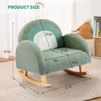 JOYMOR Kids Chair, Teddy Fleece Toddler Rocking Chair with Solid Wood Legs, Anti-Tip Design, Kids Sofa for Nursery, Playroom, Green